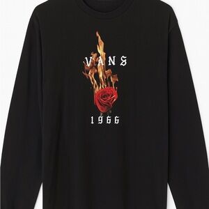 Vans 1966 Rose Flame Black Long Sleeve Graphic Skate Streetwear Shirt Men’s L